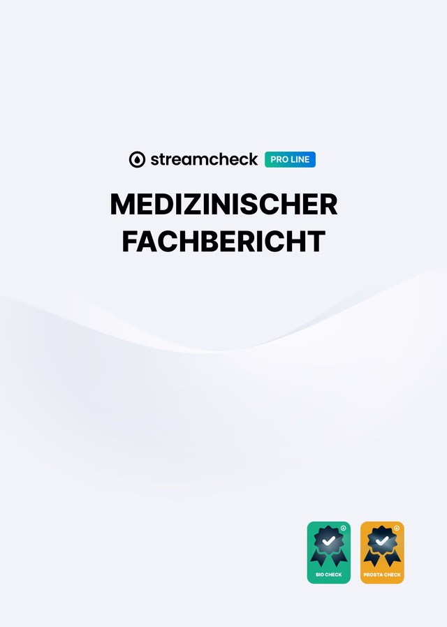 Cover page of a Streamcheck medical report