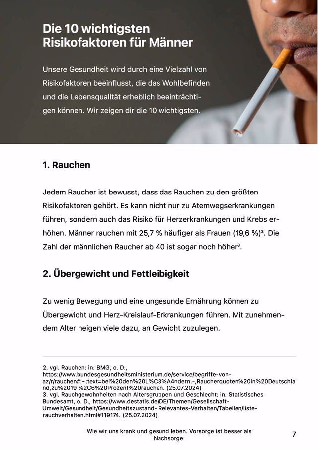 PDF preview page about risk factors such as smoking and excess weight
